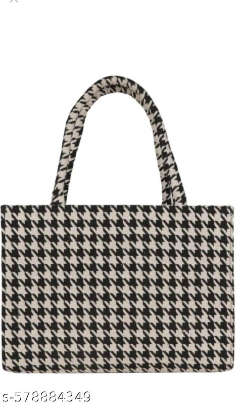 White and black tote hand bag , laptop bag