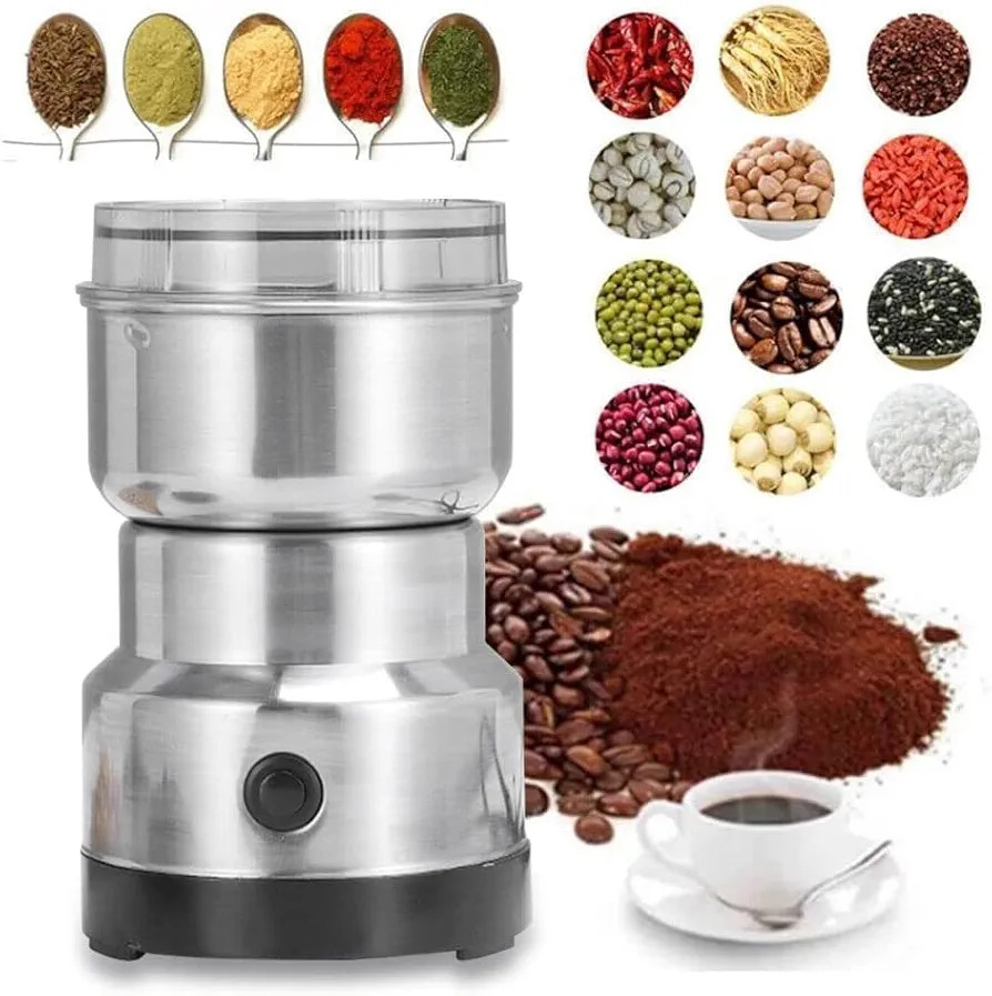 Electric Mixer Grinder Smash Machine | Stainless Steel Multifunctional Electric Grinder & Coffee Maker - Mini Spice, Coffee, and Masala Grinder for Beans, Nuts, and Grains