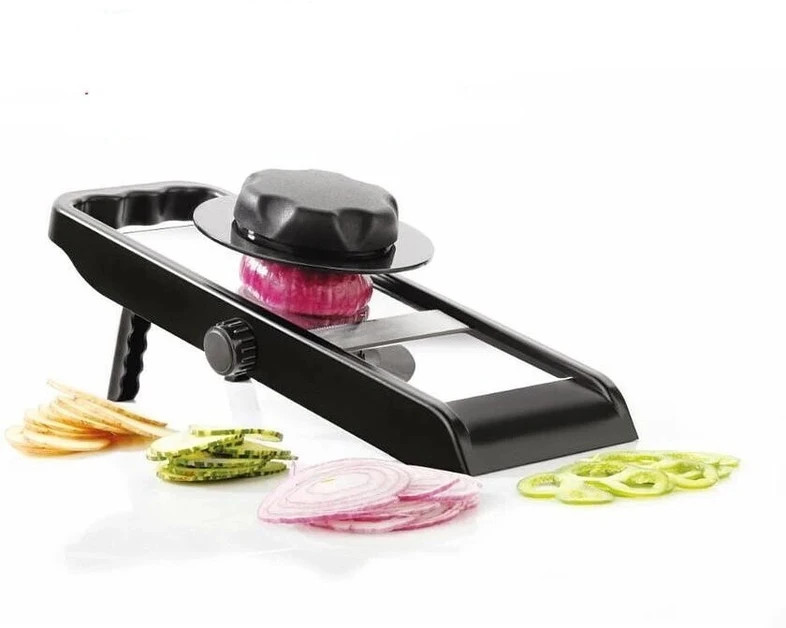 Kitchen Adjustable Potato Vegetable Fruit Slicer Vegetable & Fruit Cutter Slicer (Black) Vegetable & Fruit Slicer (1 Slicer with Safety Holder)