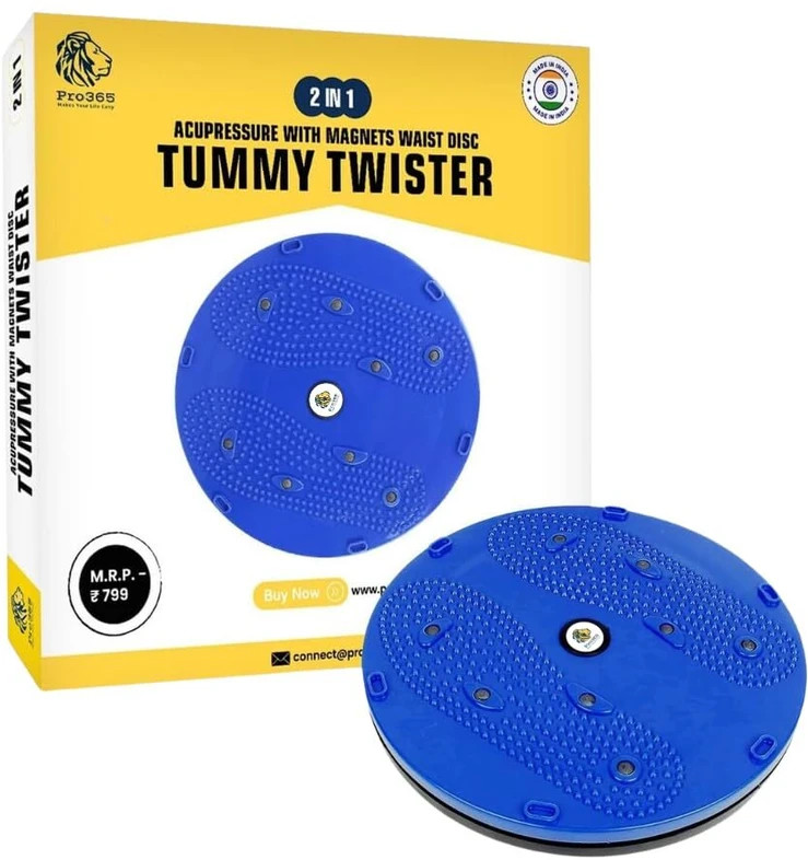 Disc Acupressure Magnets Reflexology Slimming Abdominal 2 in 1 tummy twister Ab Exerciser (Blue