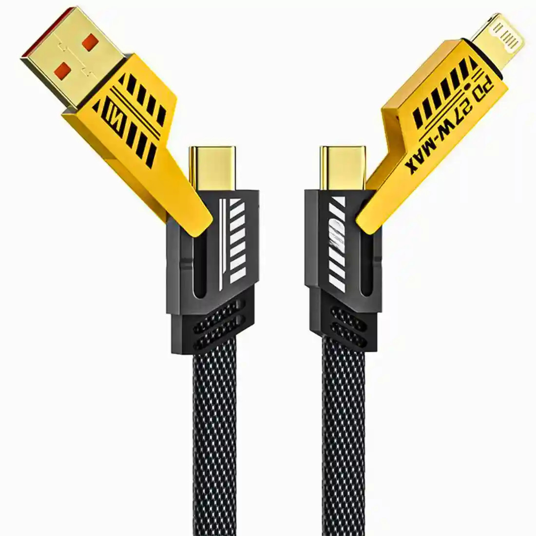 USB Type C Cable 13 A 1 m Braided 4 in 1 65W Fast Charging Cable Compatible for- & Android with MFI Certified (1 Meter) (Compatible with Apple & Android phones, Type C to C , Usb to Lightning, C to Li