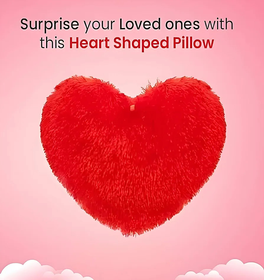 Heart Shape ( 12 × 12 ) Cushion Pillow Valentine Gift for Girlfriend Boyfriend Couples Husband and Wife Valentine's Day Love Pillow Valentine Week Gift Item Cushion, Cushion Set