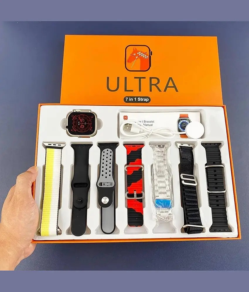 Ultra AMOLED BT Calling Upto 1-2 days Smart Watch Black 7 in 1