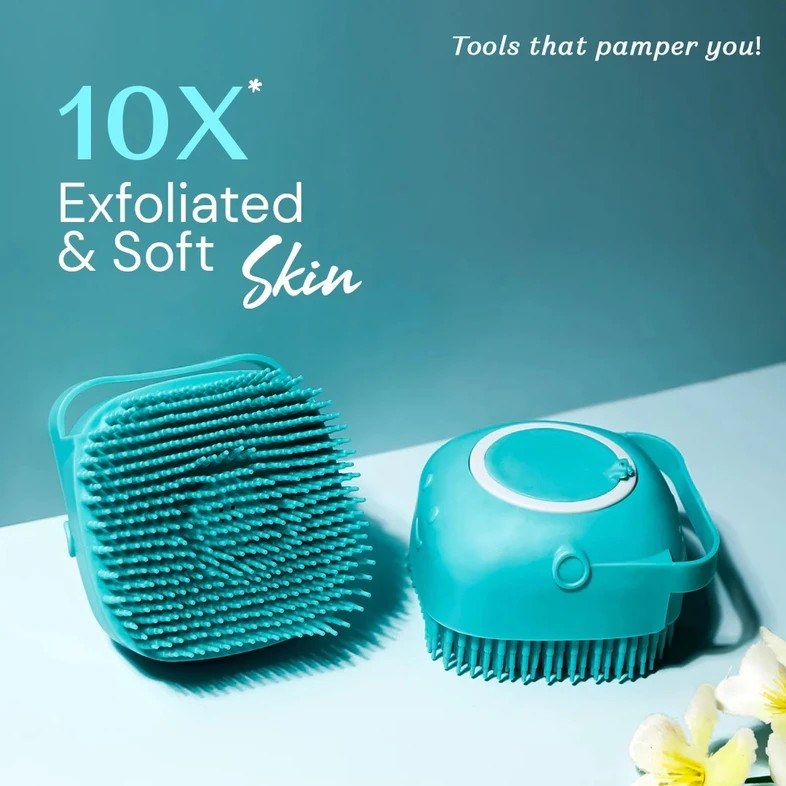 2 in 1 Bath Combo of Silicone Body Back Scrubber & Bathing Brush (multicoore)