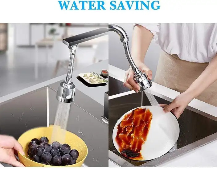 Turbo Flex 360 Flexible Water Saving Nozzle Faucet Sprayer Water Extender for Easy Clean Sink