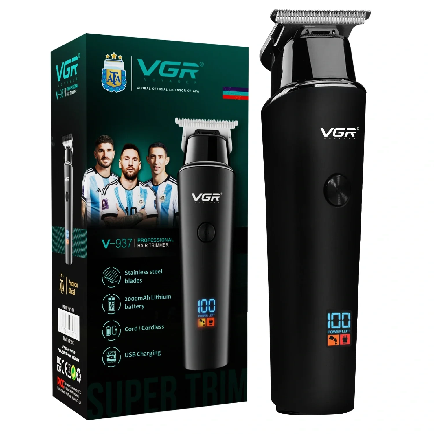 VGR V-937 Professional Corded & Cordless Hair Trimmer Runtime:500 minutes (Black)