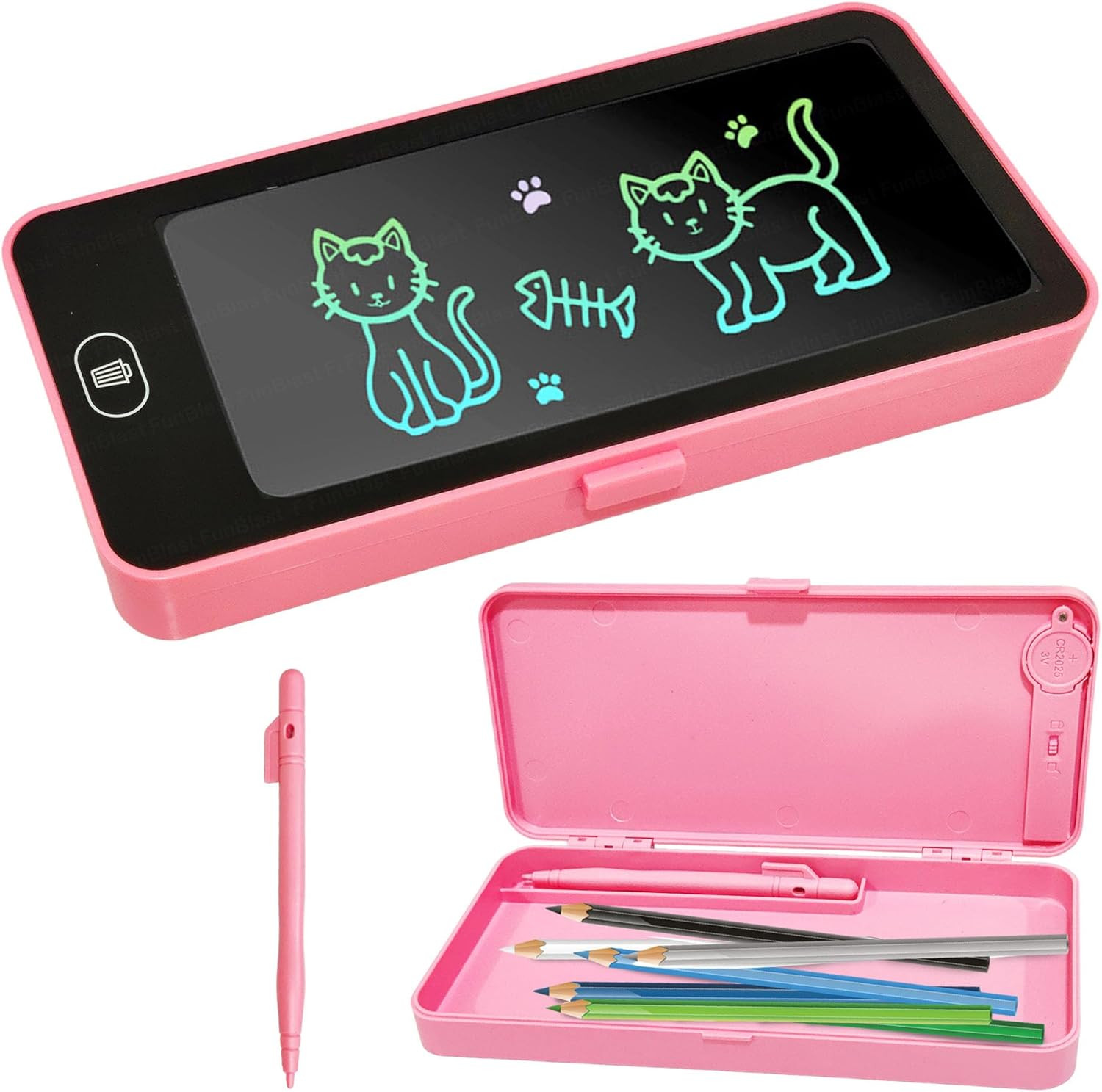 Writing Tablet Pencil Case for Kids – 2 in 1 LCD Digital Slate for Kids, E-Note Pad, Pencil Box for Kid, Doodle Writing Board for School Going Kid, Educational