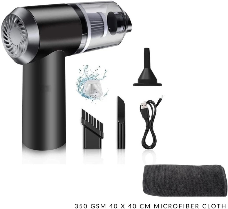 3-in-1 Portable Car Vacuum Cleaner Powerful Dust Vehicle Interior Cleaner Car Vacuum Cleaner (Black)