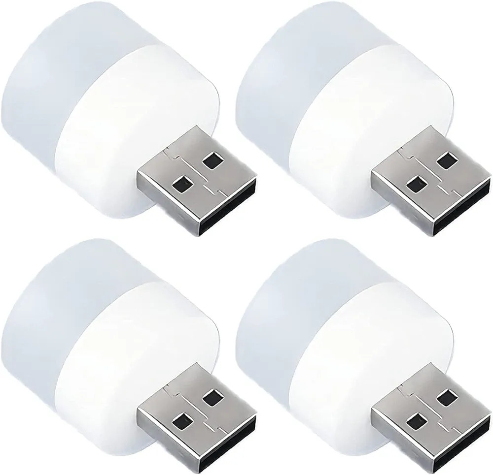 4 pc  Plug in LED Night Light Mini USB LED Light Flexible USB LED Ambient Light Mini USB LED Light, LED Portable car Bulb, Indoor, Outdoor, Reading, Kitchen,Sleep