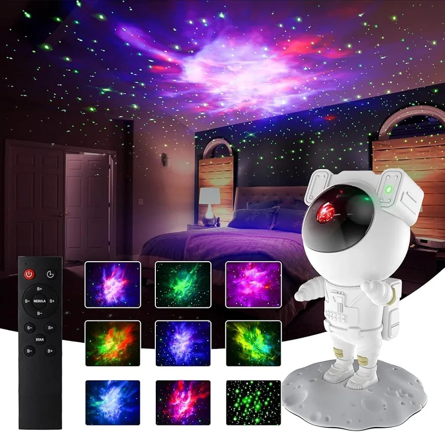 Astronaut Night Light Galaxy Projector Lamp with Remote Control, and 360° Adjustable, Night Lamp for Kids, Bedroom, Gaming Room, Home Party, Birthday Gifts (Guitar Astronaut)