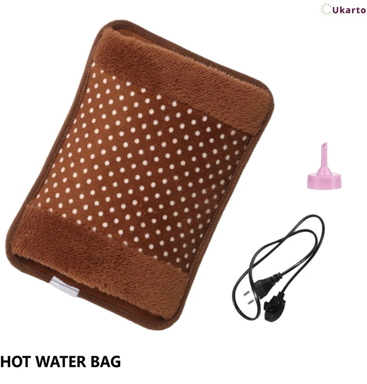 Electric Hot Water Bag with Heating Pad For Joints, Periods Pain Relief Warm Bag Electrical 1 L Hot Water Bag (Brown)