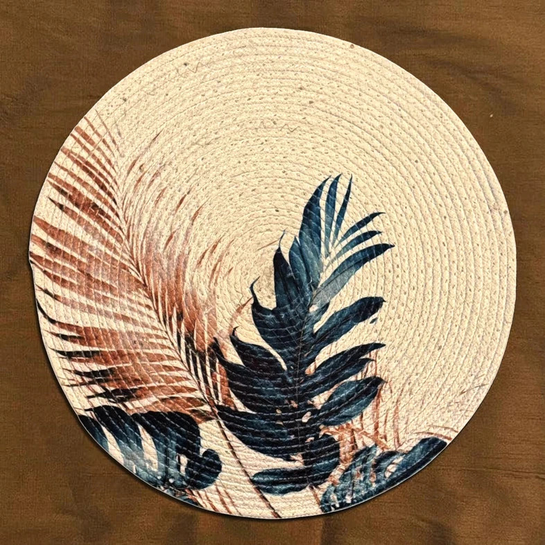 Round Pack of 1 Table Placemat (Maroon, Cotton)