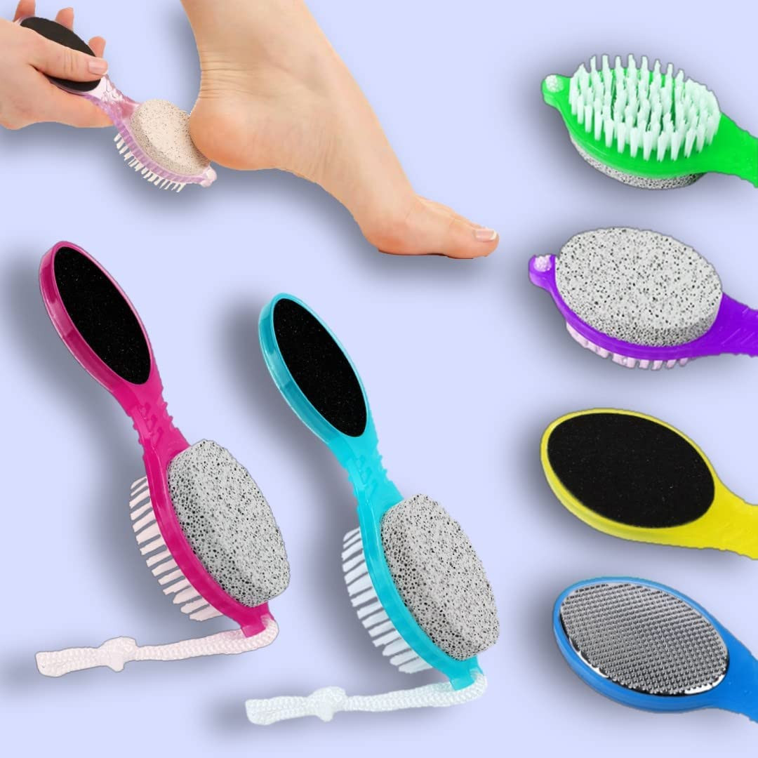 Foot Pedicure Brush - 4 IN 1 Pumice Stone, Scrubber, Pedicure Foot Cleaner (Multicolor)