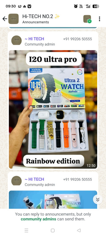 (10 in 1 Set) i20 ULTRA MAX + Airpods Pro/Transparent Screen Guard/Seven Straps Smartwatch (Multicolor Strap, Free Size)
