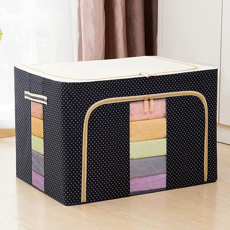 Whipbird 66 L Storage Organizer Folding Almira Steel Frame Cloth Box Steel Frame Collapsible Wardrobe Storage Organizer Bag (Multicolor)