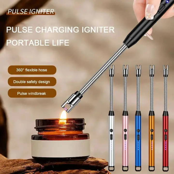 360 Degree Flexible Rechargeable Electric Kitchen Lighter for Gas Candle Stove Aluminium Electronic Gas Lighter (Multicolor, Pack of 1)