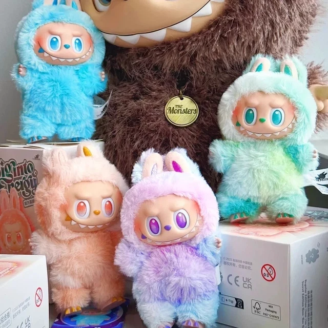 La-bubu 3rd Gen Action Figure Toy Monster Bunny Plush Keychain, Soft Furry Doll Toy, Rainbow Eyes, Creepy Smile, Bag Charm