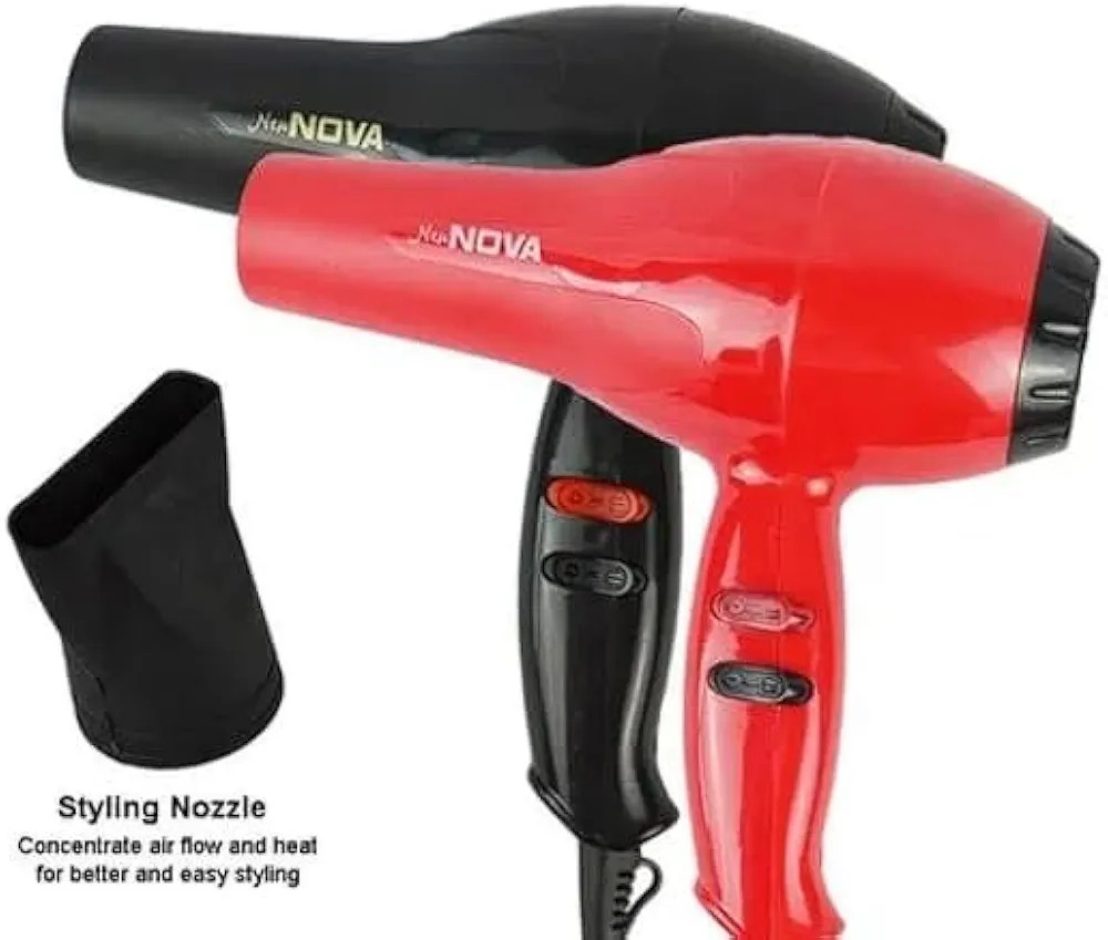 New-Nova Nv 1800w Hair Dryer 6130 (BLACK/RED)