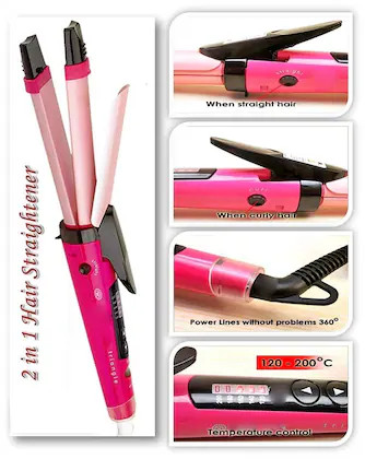 Nova 2 In 1 Hair Beauty Set  Curler and Straightener  NHC-1818SC