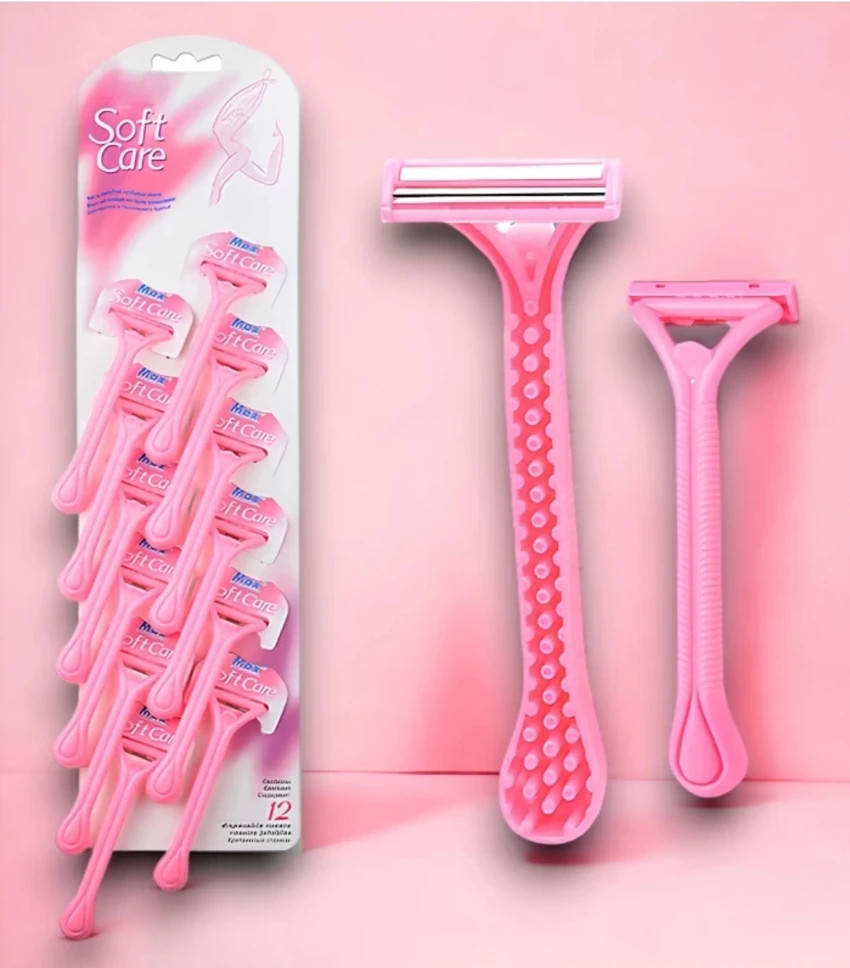 Soft Care Women's Disposable Shaving Razors for Hair Removal, Pack of 12