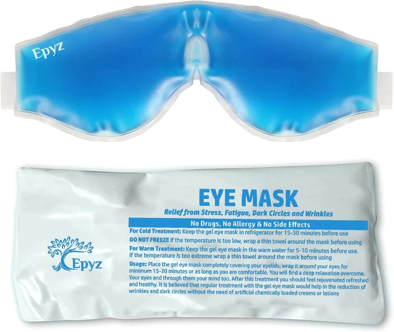 Relaxing Eye Gel Mask with Strap-on Cooling Relaxation for Tired Eyes , Model No- EGM-4 [ Pack Of 1 ,Blue ] (135 g)