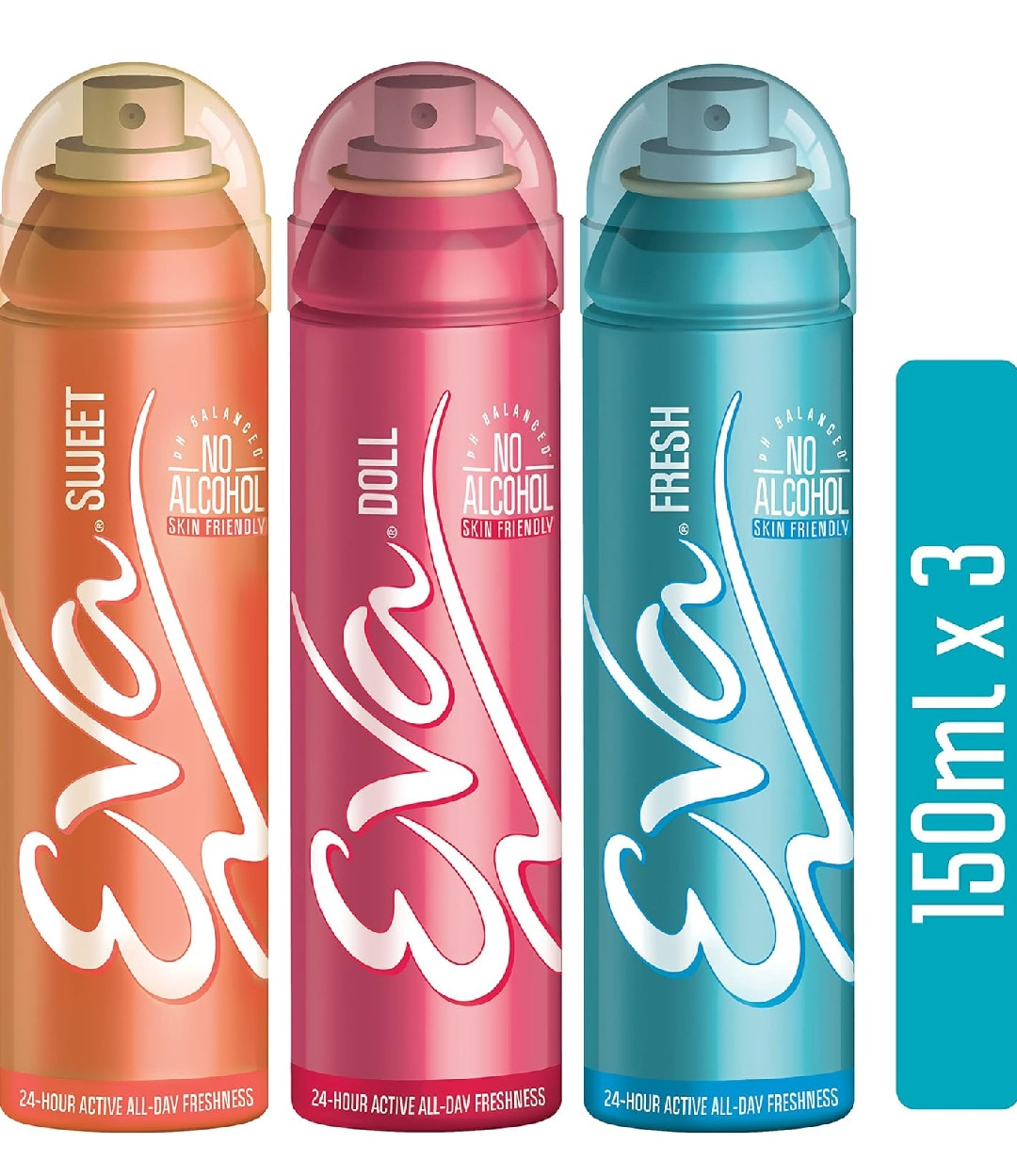 Eva Sweet 150 ml + Eva Doll 150 ml +Eva Fresh Deodorant 150 ml (Pack of 3)