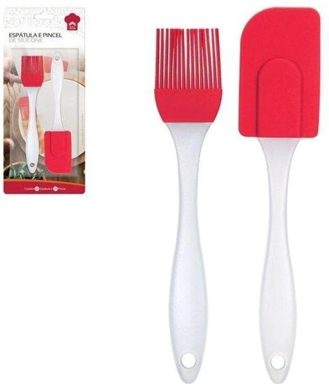 2 in 1 Combo of Big Brush & Spatula Set | Multipurpose Silicon Kitchen Tool Set (Multicolor, Brush, Spatula)