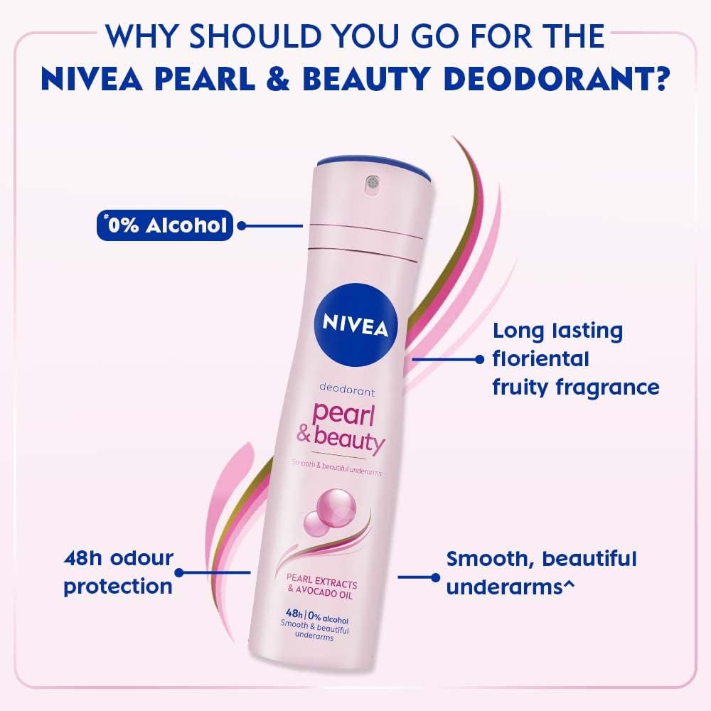 NIVEA Pearl And Beauty Deodorant, Spray, Female 48Hours, 150Ml