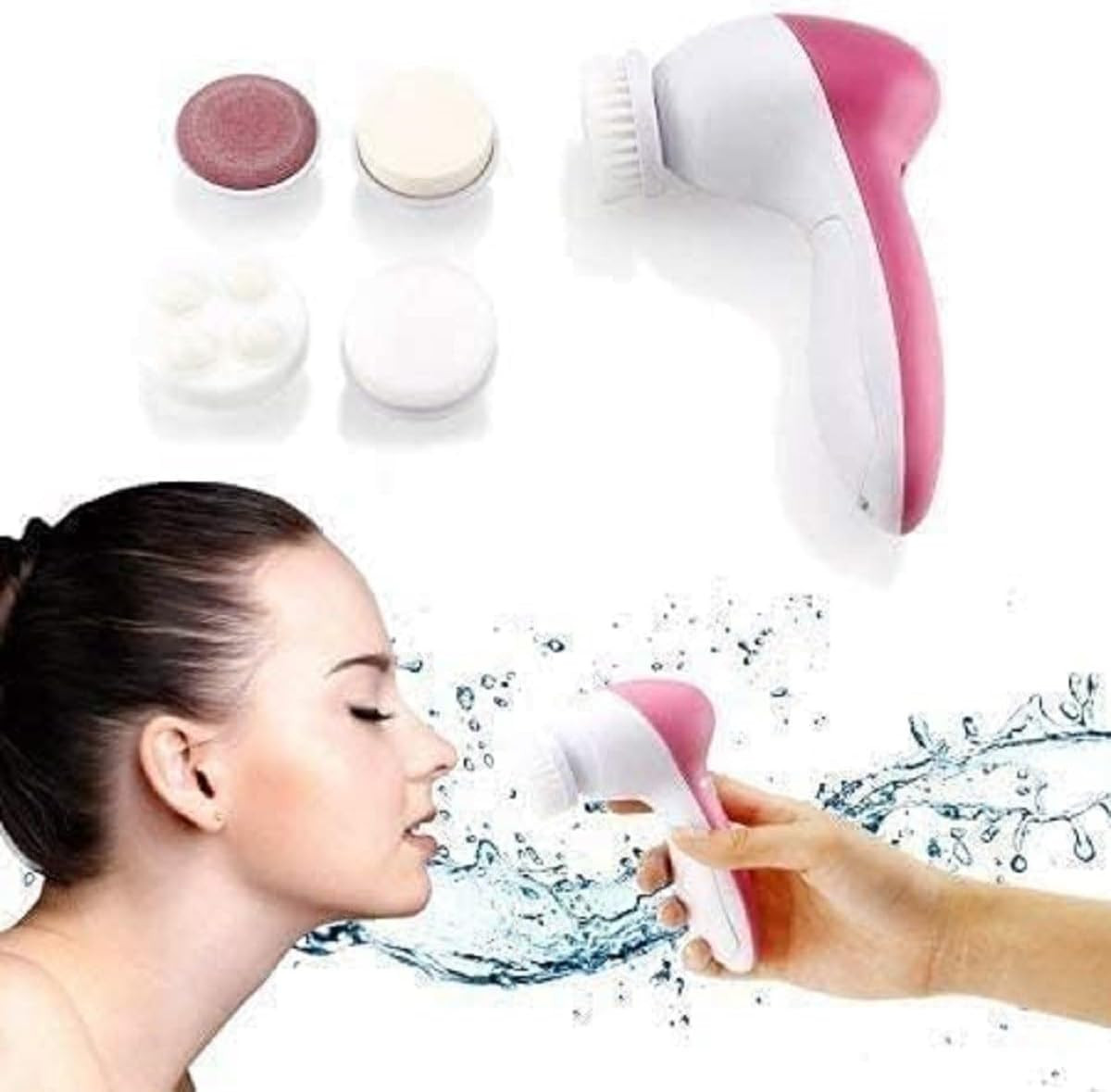 5 in 1 Electric Facial Massager & Exfoliator – Face & Body Cleansing Brush, Skin Care Cleanser, Beauty Massage Machine for Women – Deep Cleansing, Smoothing & Exfoliation Kit (Multicolor)