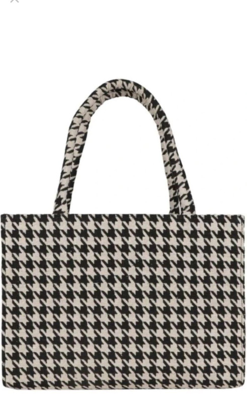 White and black tote hand bag , laptop bag