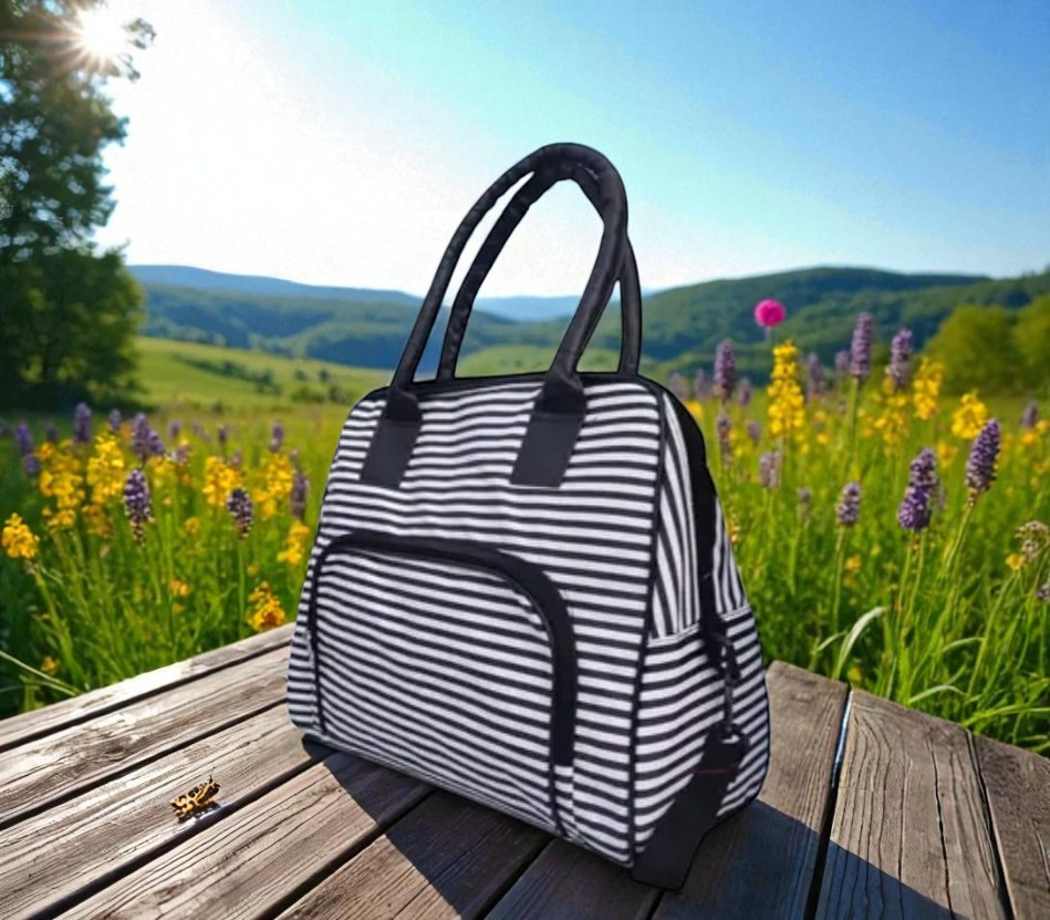 Black & White Striped Lining Purse for Women for Casual Formal & Party