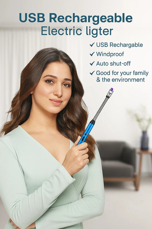 Electric & Chargeable Gas Lighter For Kitchen Steel Electronic Gas Lighter (Multicolor, Pack of 1)