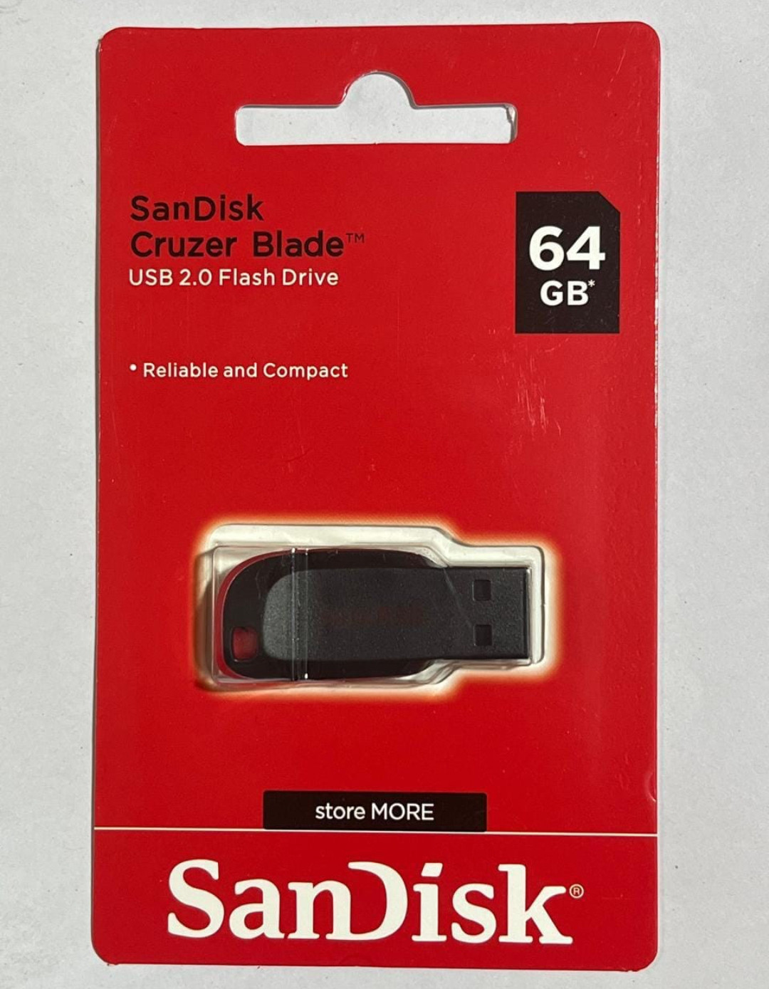 SanDisk Cruzer Blade USB Flash Drive CZ50 64GB USB2.0 (Black-Red)