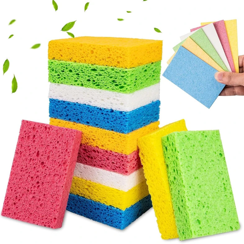 Biodegradable Cellulose Kitchen Sponge – Eco Non-Scratch Cleaning Scrubber Scrub Sponge (Medium, Pack of 24)